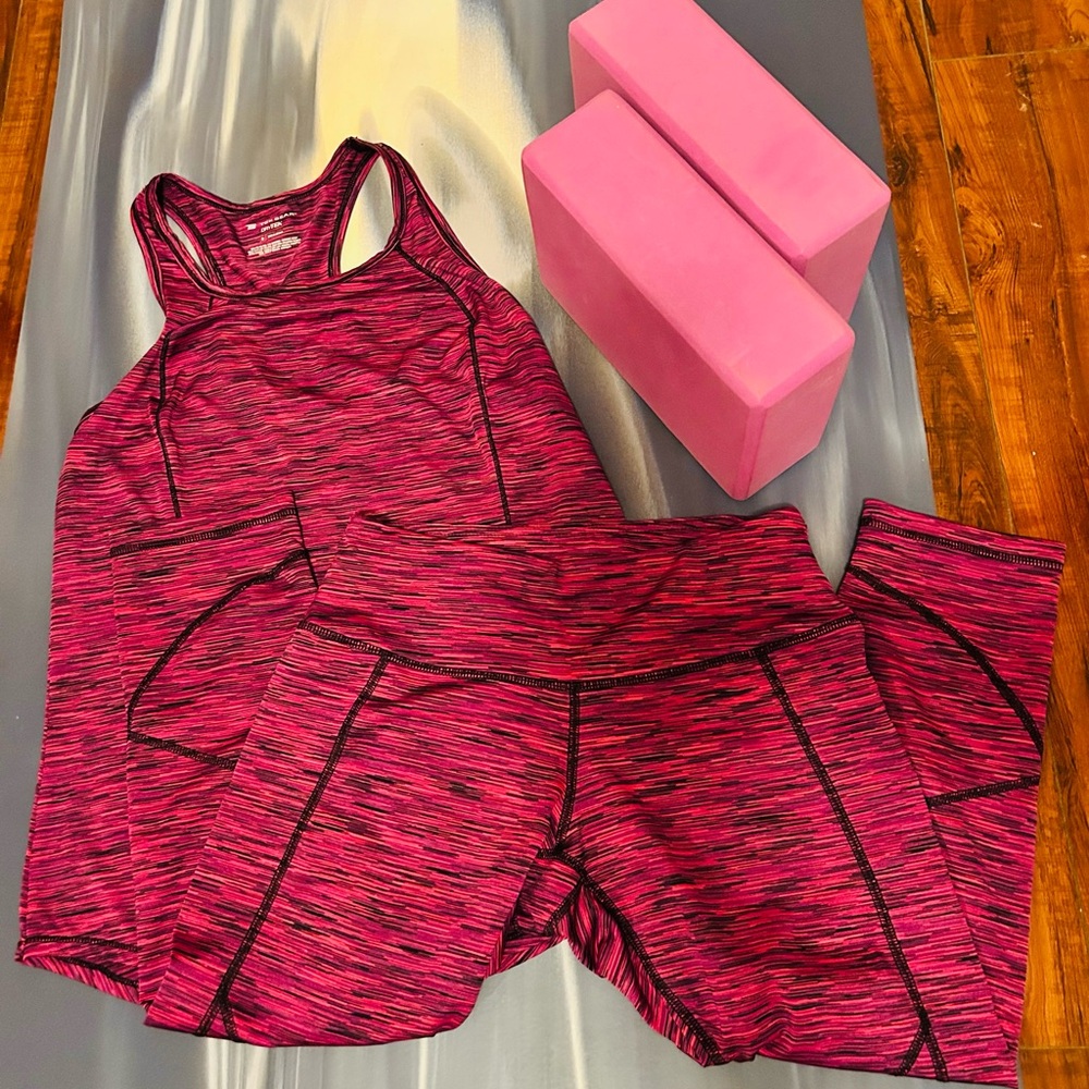 Tek Gear SET Women’s Leggings & Tank Space Dye Workout Size Small
